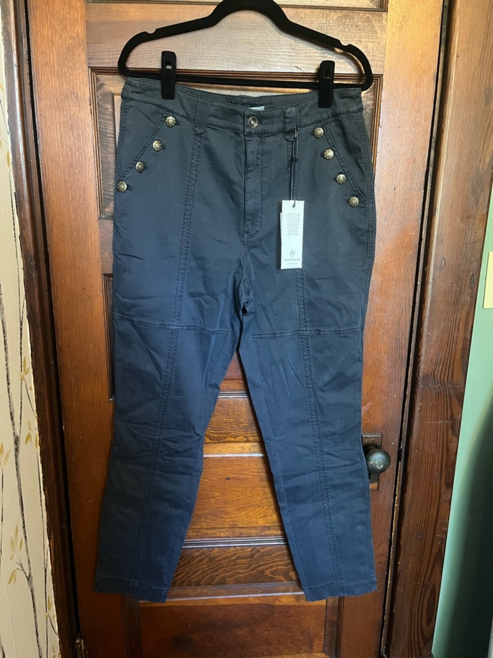 Marrakech Button-Pocket Navy Straight leg Pants